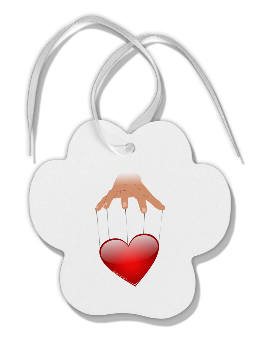 Heart on Puppet Strings Paw Print Shaped Ornament-Ornament-TooLoud-White-Davson Sales