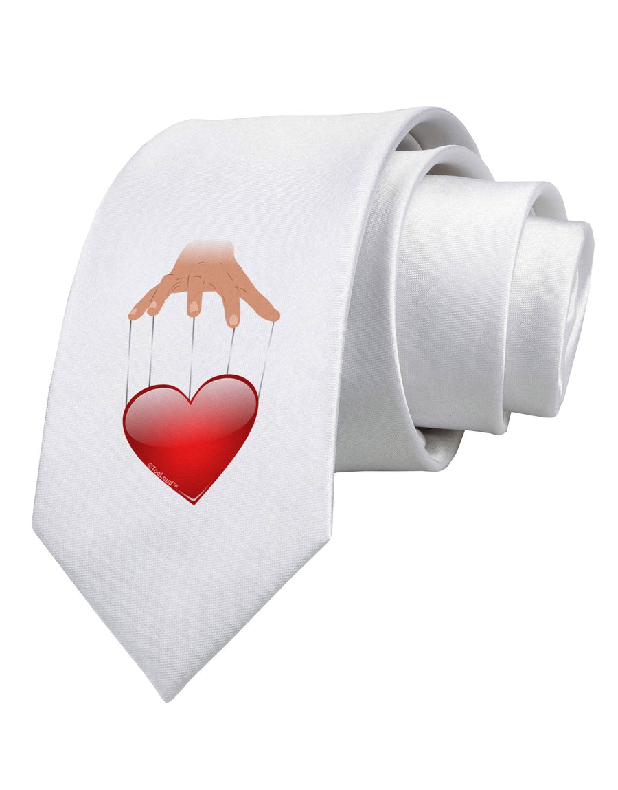 Heart on Puppet Strings Printed White Necktie