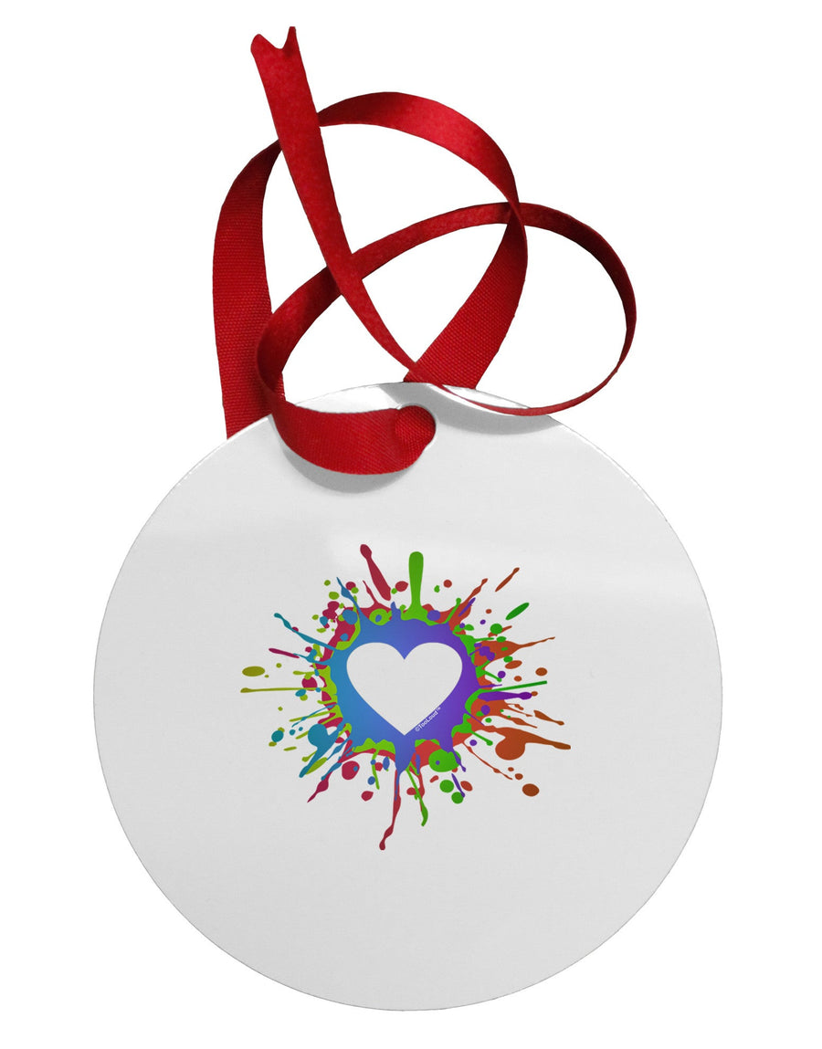 Heart Paint Splatter Circular Metal Ornament-Ornament-TooLoud-White-Davson Sales