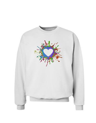 Heart Paint Splatter Sweatshirt-Sweatshirts-TooLoud-White-Small-Davson Sales