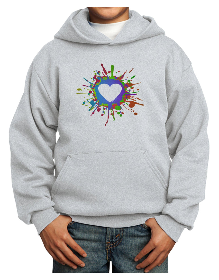 Heart Paint Splatter Youth Hoodie Pullover Sweatshirt-Youth Hoodie-TooLoud-White-XS-Davson Sales