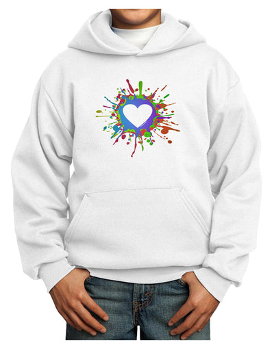 Heart Paint Splatter Youth Hoodie Pullover Sweatshirt-Youth Hoodie-TooLoud-White-XS-Davson Sales