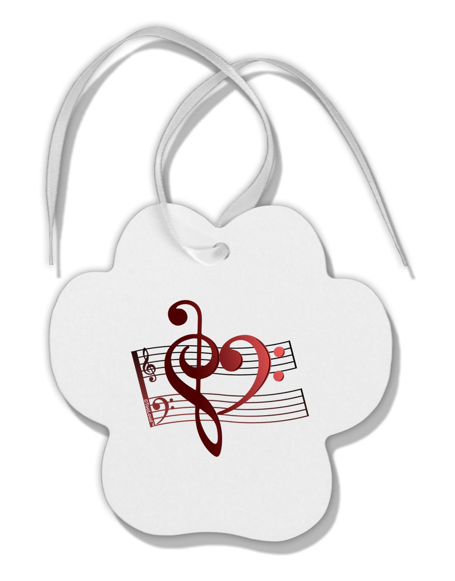 Heart Sheet Music Paw Print Shaped Ornament-Ornament-TooLoud-White-Davson Sales