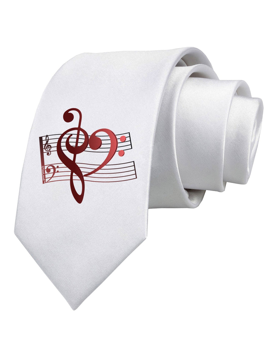 Heart Sheet Music Printed White Necktie