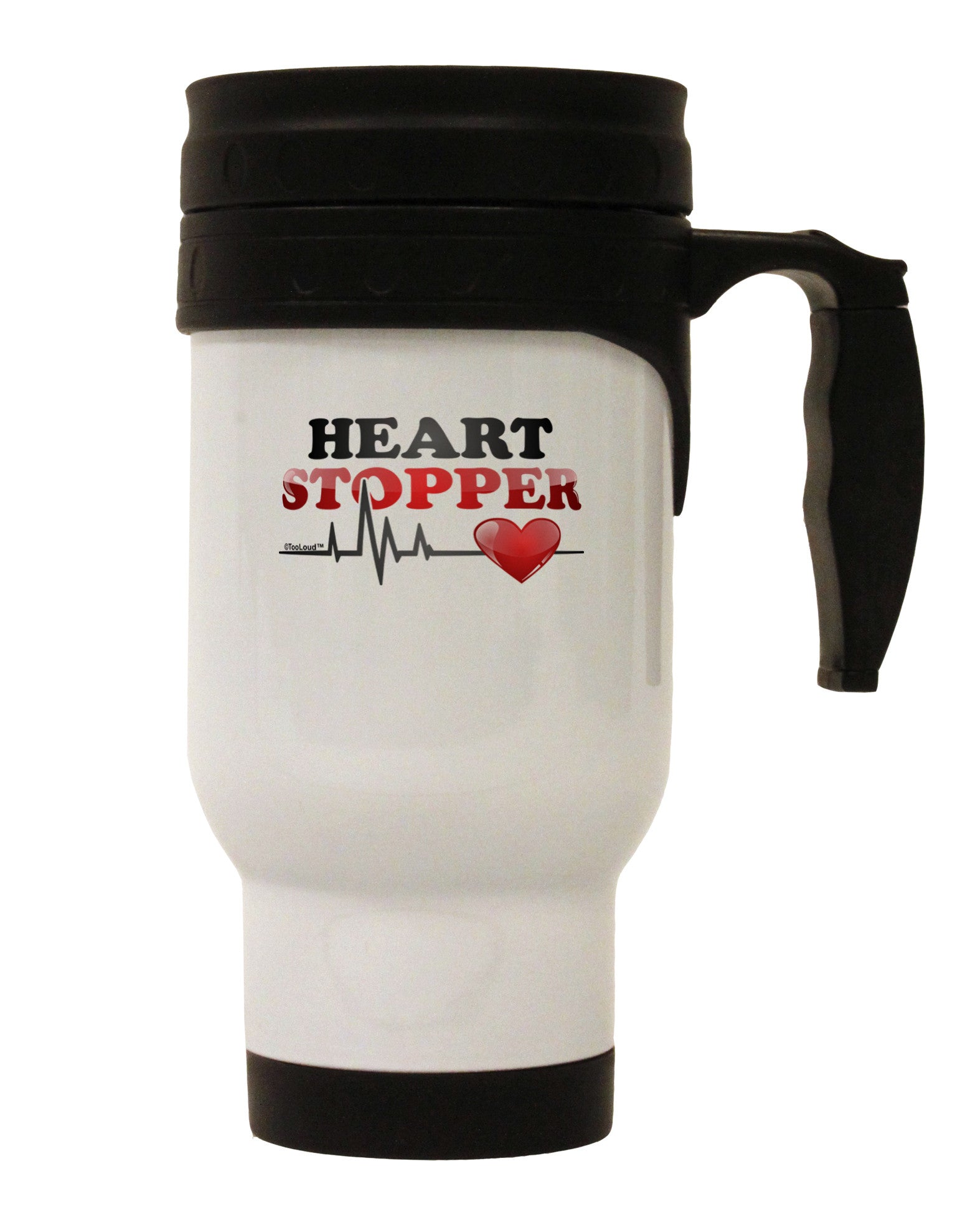 Heart Stopper Stainless Steel 14oz Travel Mug-Travel Mugs-TooLoud-White-Davson Sales