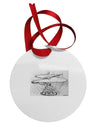 Helicopter Sketch Circular Metal Ornament-Ornament-TooLoud-White-Davson Sales