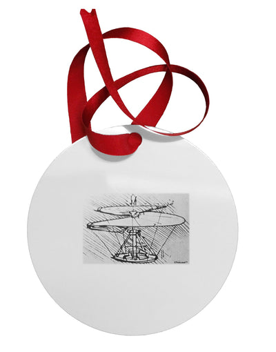 Helicopter Sketch Circular Metal Ornament-Ornament-TooLoud-White-Davson Sales