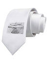 Helicopter Sketch Printed White Necktie