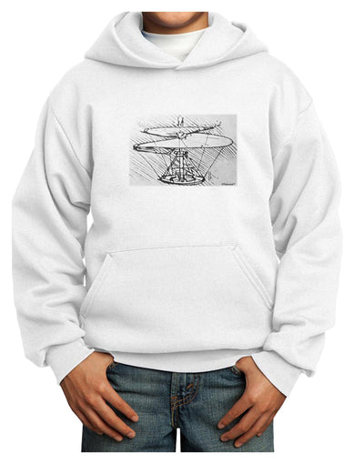 Helicopter Sketch Youth Hoodie Pullover Sweatshirt-Youth Hoodie-TooLoud-White-XS-Davson Sales