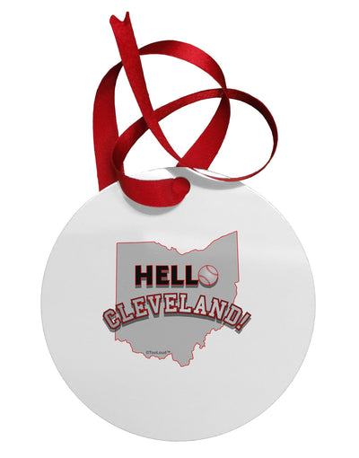 Hello Cleveland Circular Metal Ornament-Ornament-TooLoud-White-Davson Sales