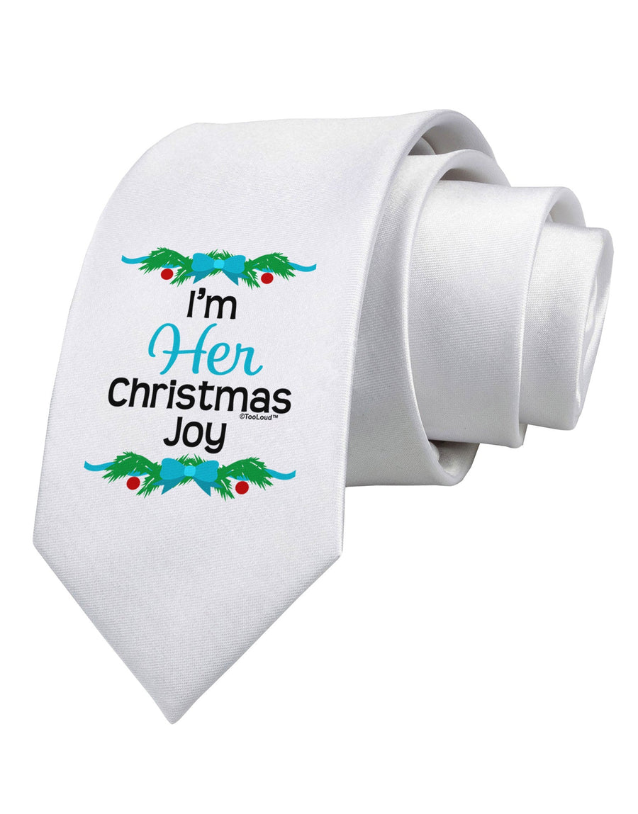 Her Christmas Joy Matching His & Hers Printed White Necktie