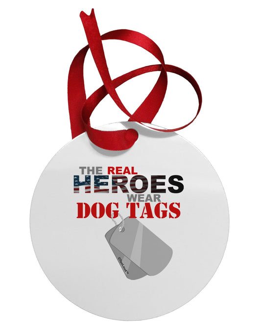 Heroes Dog Tags Circular Metal Ornament-Ornament-TooLoud-White-Davson Sales