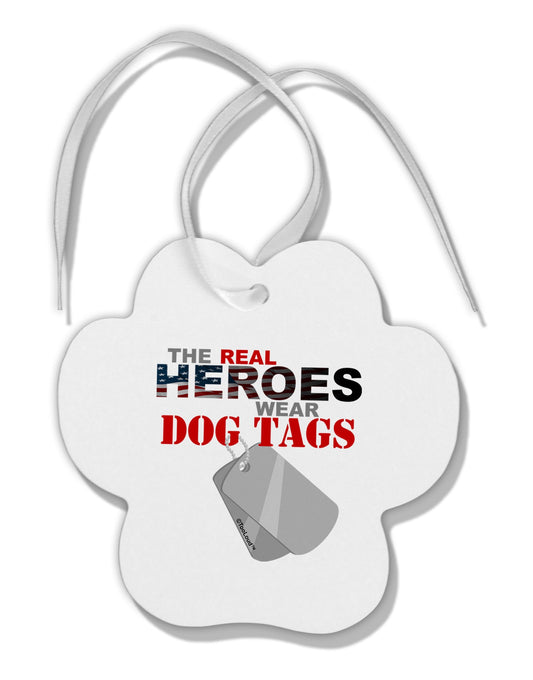 Heroes Dog Tags Paw Print Shaped Ornament-Ornament-TooLoud-White-Davson Sales