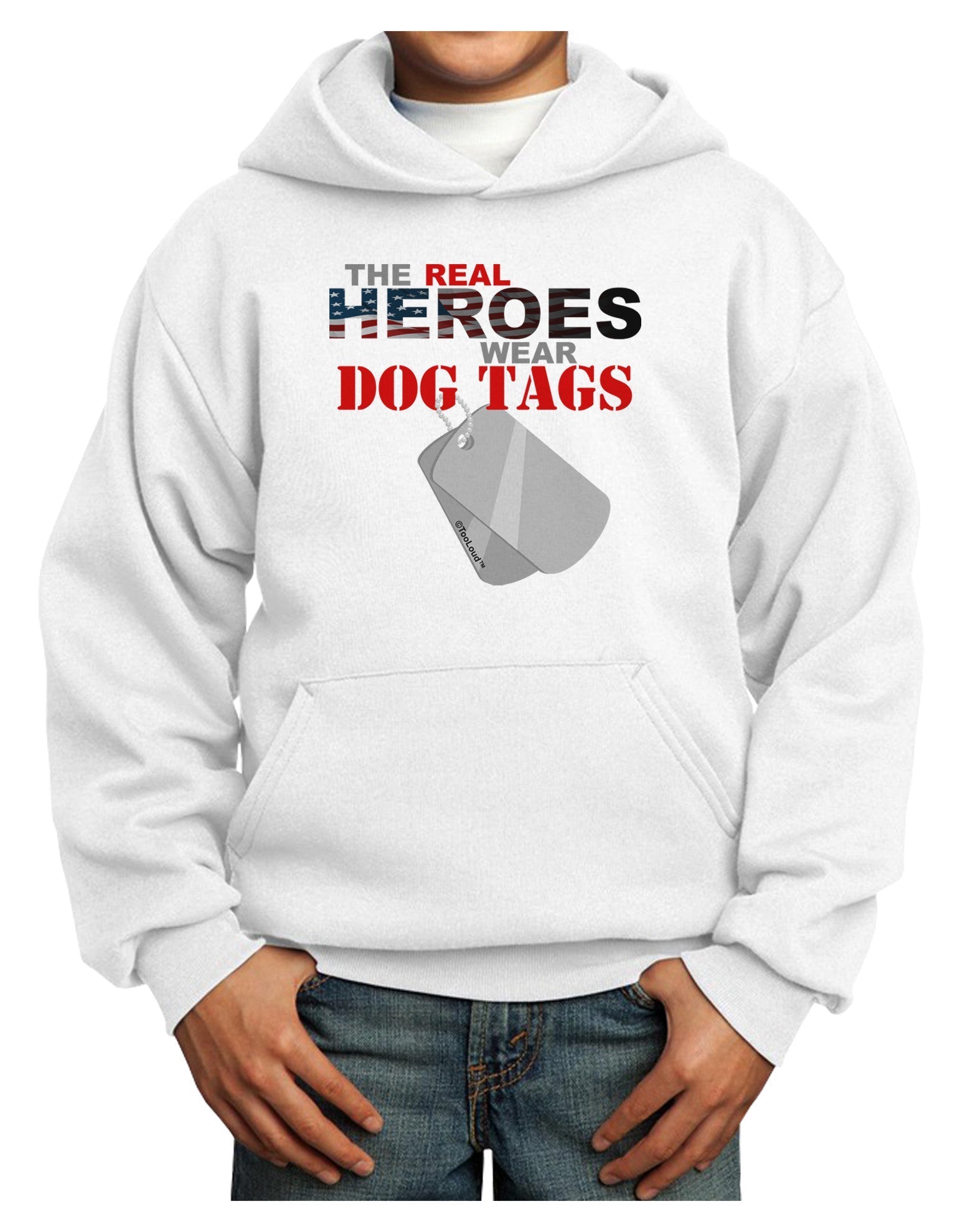 Heroes Dog Tags Youth Hoodie Pullover Sweatshirt-Youth Hoodie-TooLoud-White-XS-Davson Sales