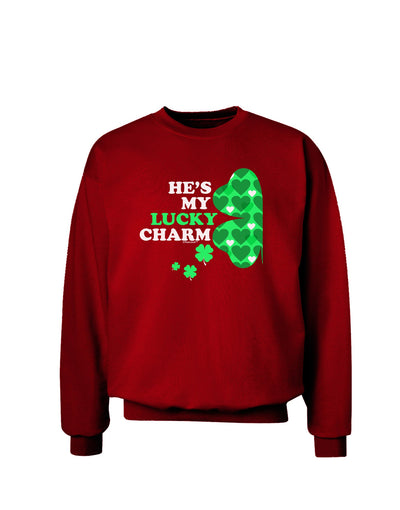 He's My Lucky Charm - Left Adult Dark Sweatshirt-Sweatshirts-TooLoud-Deep-Red-Small-Davson Sales