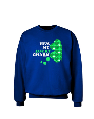 He's My Lucky Charm - Left Adult Dark Sweatshirt-Sweatshirts-TooLoud-Deep-Royal-Blue-Small-Davson Sales