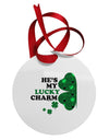 He's My Lucky Charm - Left Circular Metal Ornament-Ornament-TooLoud-White-Davson Sales