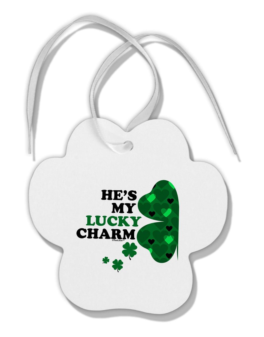 He's My Lucky Charm - Left Paw Print Shaped Ornament-Ornament-TooLoud-White-Davson Sales