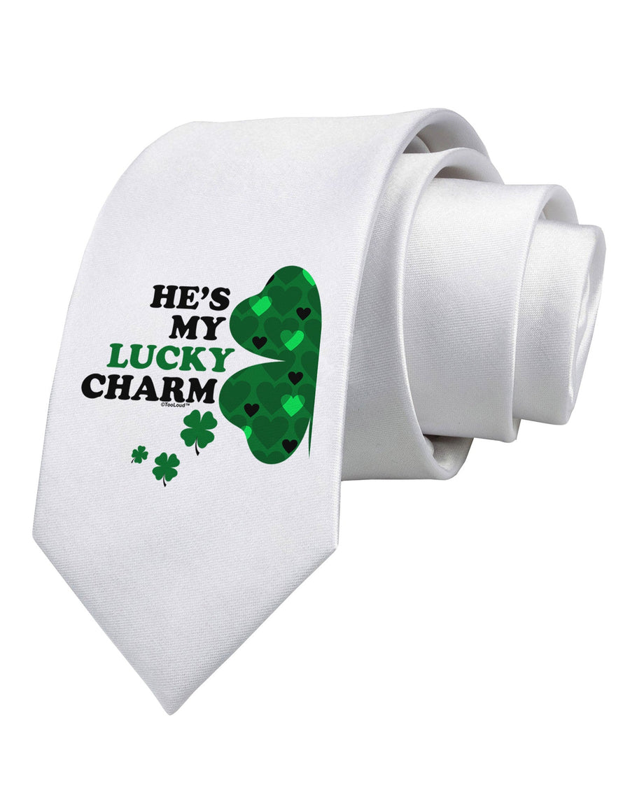 He's My Lucky Charm - Left Printed White Necktie