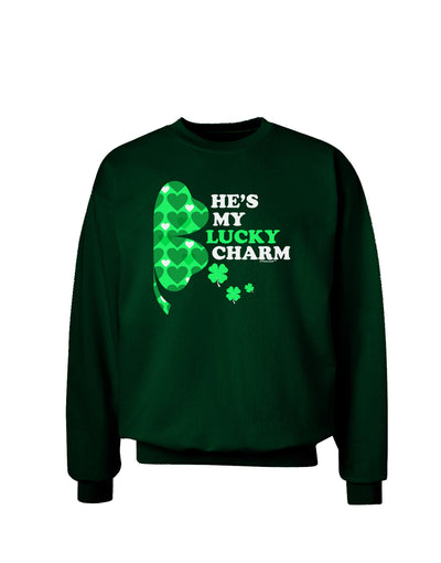 He's My Lucky Charm - Right Adult Dark Sweatshirt-Sweatshirts-TooLoud-Deep-Forest-Green-Small-Davson Sales