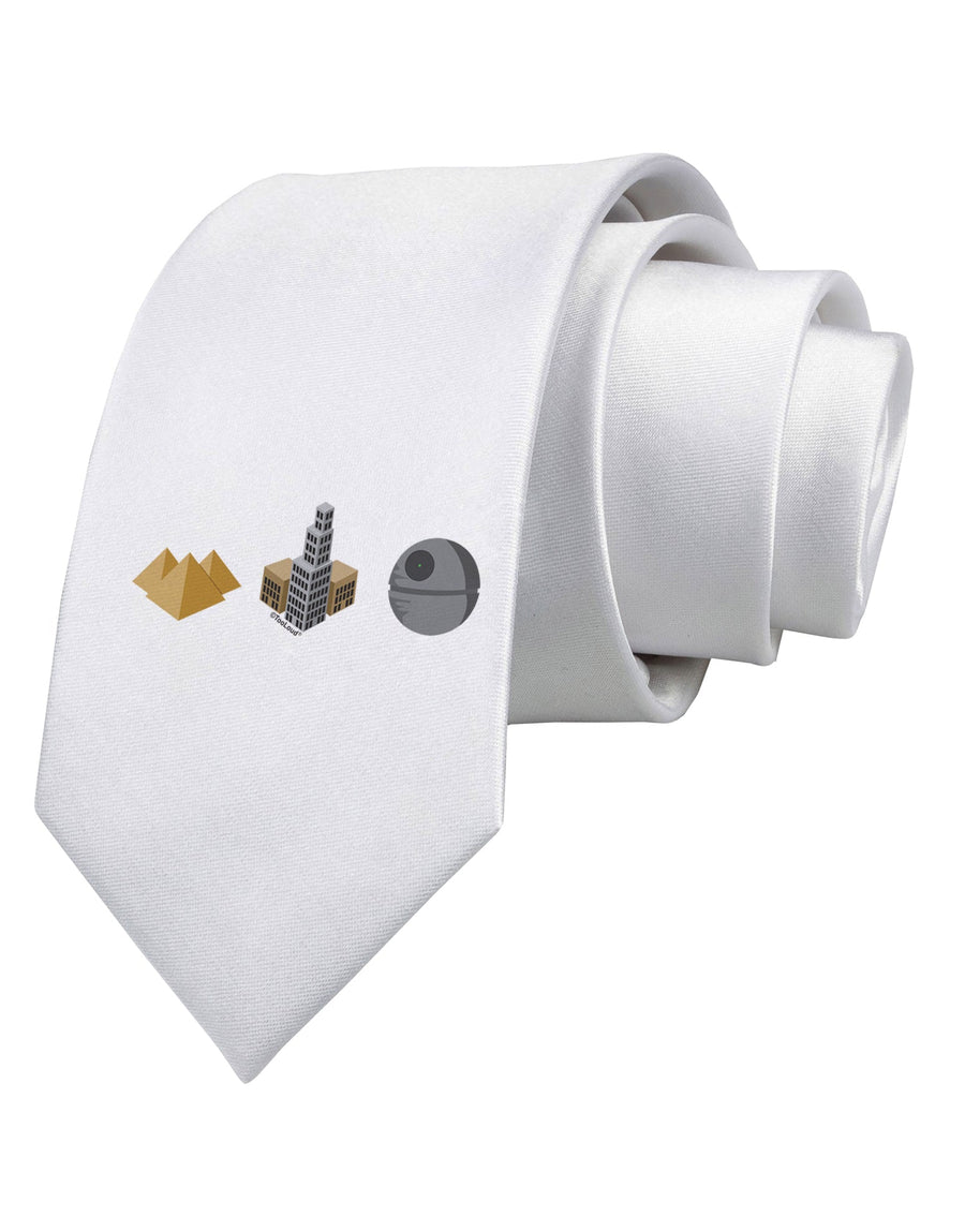 History of Architecture Funny Sci-fi Printed White Necktie by TooLoud