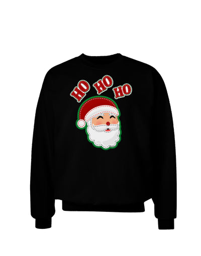 Ho Ho Ho Santa Claus Face Faux Applique Adult Dark Sweatshirt-Sweatshirts-TooLoud-Black-Small-Davson Sales