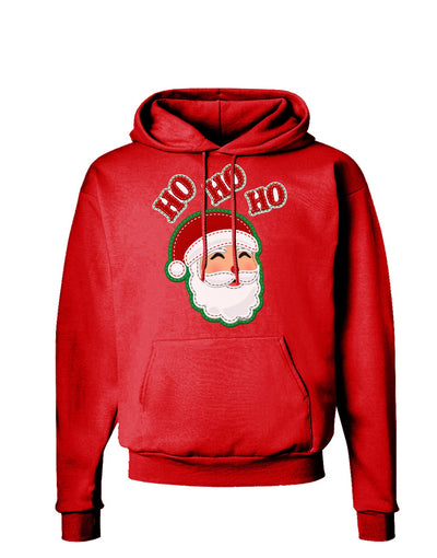 Ho Ho Ho Santa Claus Face Faux Applique Dark Hoodie Sweatshirt-Hoodie-TooLoud-Red-Small-Davson Sales