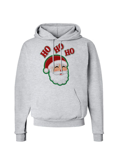 Ho Ho Ho Santa Claus Face Faux Applique Hoodie Sweatshirt-Hoodie-TooLoud-AshGray-Small-Davson Sales