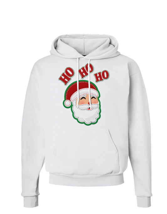 Ho Ho Ho Santa Claus Face Faux Applique Hoodie Sweatshirt-Hoodie-TooLoud-White-Small-Davson Sales