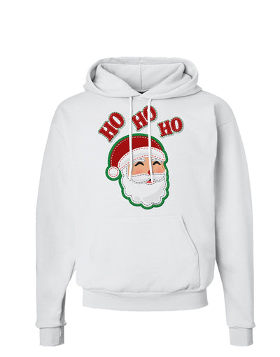 Ho Ho Ho Santa Claus Face Faux Applique Hoodie Sweatshirt-Hoodie-TooLoud-White-Small-Davson Sales