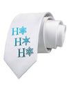 Ho Ho Ho Snowflakes Printed White Necktie