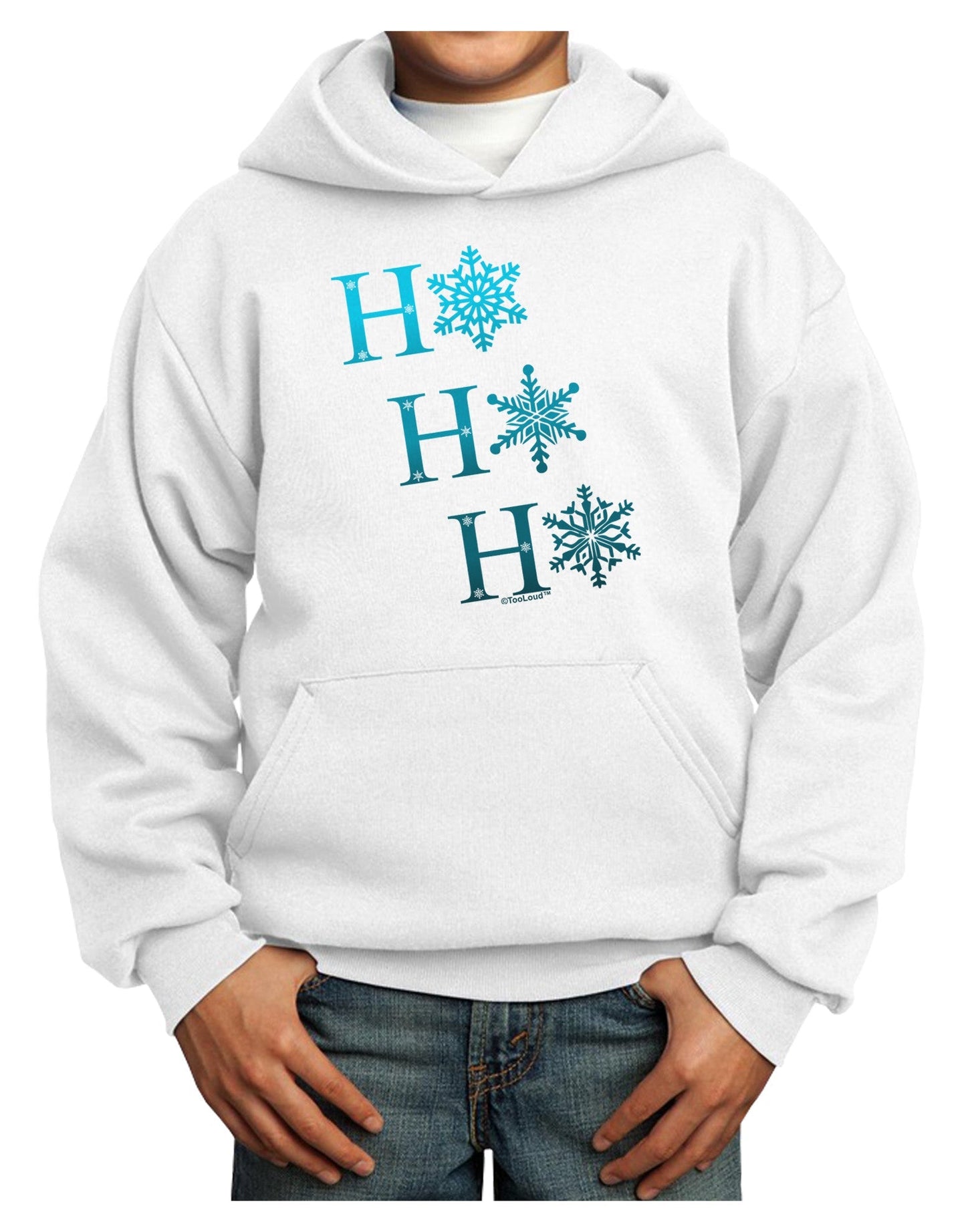 Ho Ho Ho Snowflakes Youth Hoodie Pullover Sweatshirt-Youth Hoodie-TooLoud-White-XS-Davson Sales