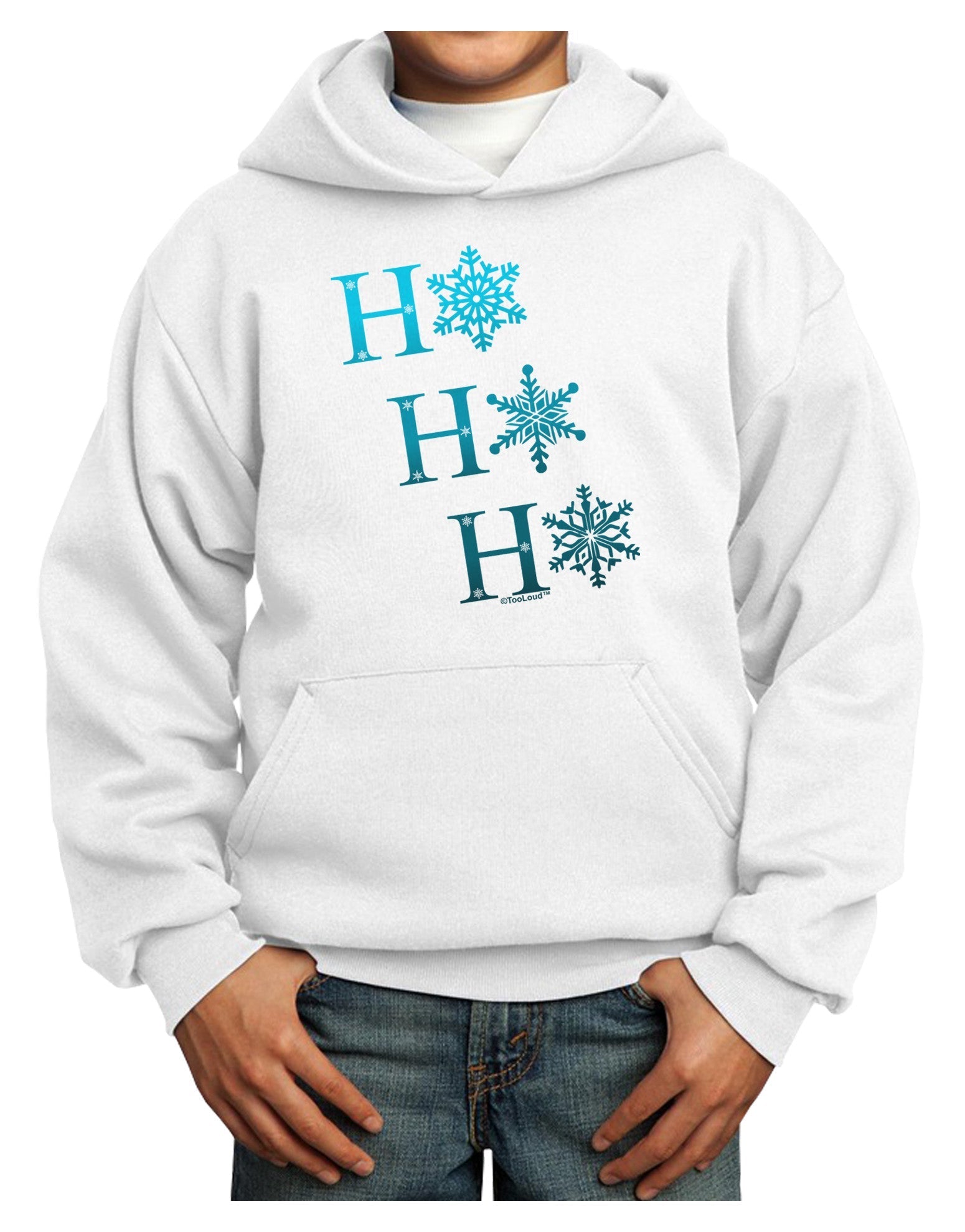 Ho Ho Ho Snowflakes Youth Hoodie Pullover Sweatshirt-Youth Hoodie-TooLoud-White-XS-Davson Sales