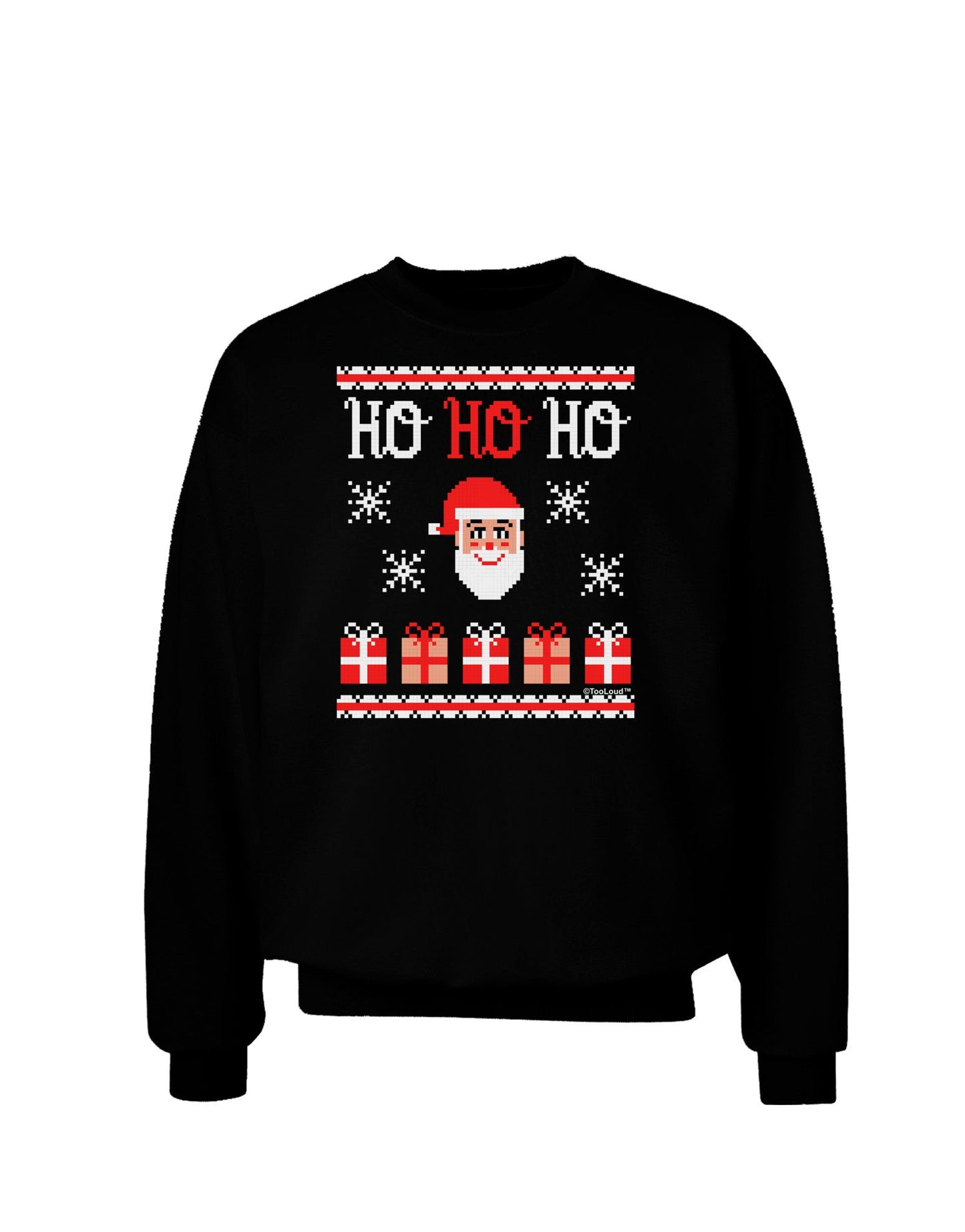 Ho Ho Ho Ugly Christmas Sweater Adult Dark Sweatshirt-Sweatshirts-TooLoud-Black-Small-Davson Sales