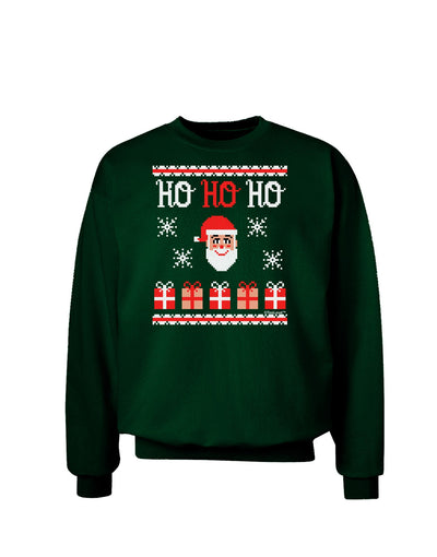 Ho Ho Ho Ugly Christmas Sweater Adult Dark Sweatshirt-Sweatshirts-TooLoud-Deep-Forest-Green-Small-Davson Sales