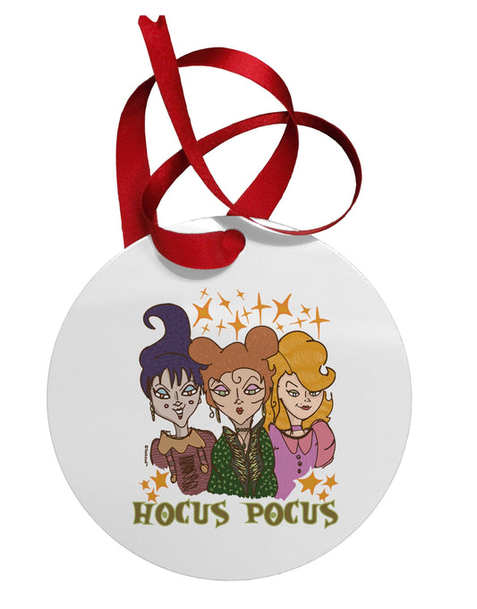 Hocus Pocus Witches Circular Metal Ornament-Ornament-TooLoud-Davson Sales