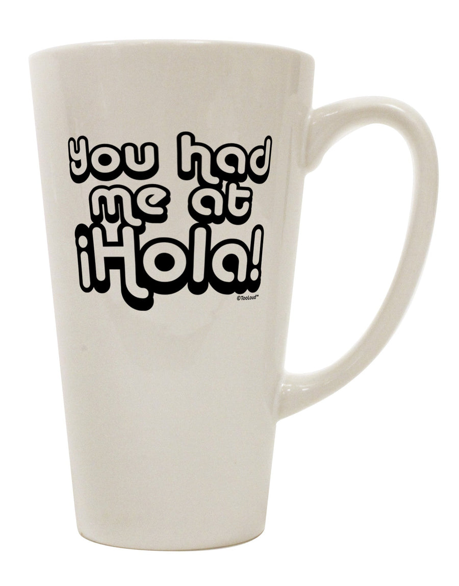 Hola 16 Ounce Conical Latte Coffee Mug - Expertly Crafted by TooLoud-Conical Latte Mug-TooLoud-White-Davson Sales