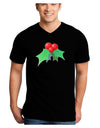 holly Christmas Design Adult Dark V-Neck T-Shirt-Mens V-Neck T-Shirt-TooLoud-Black-Small-Davson Sales