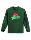 holly Christmas Design Adult Long Sleeve Dark T-Shirt-TooLoud-Dark-Green-Small-Davson Sales