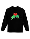 holly Christmas Design Adult Long Sleeve Dark T-Shirt-TooLoud-Black-Small-Davson Sales