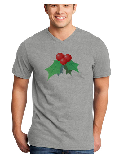 holly Christmas Design Adult V-Neck T-shirt-Mens V-Neck T-Shirt-TooLoud-HeatherGray-Small-Davson Sales