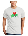 holly Christmas Design Adult V-Neck T-shirt-Mens V-Neck T-Shirt-TooLoud-White-Small-Davson Sales