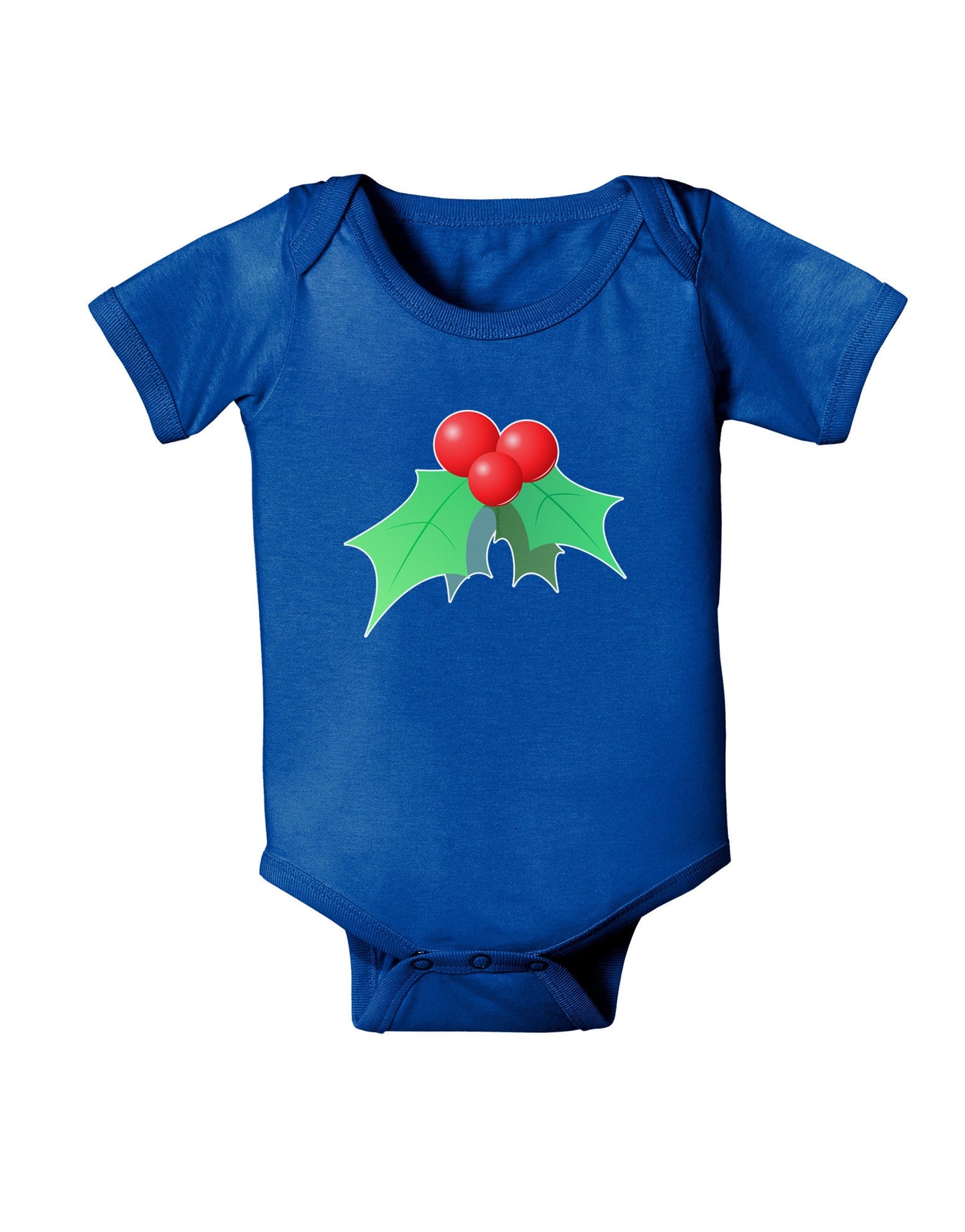 holly Christmas Design Baby Romper Bodysuit Dark-Baby Romper-TooLoud-Royal-Blue-06-Months-Davson Sales
