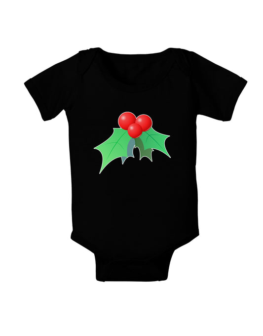 holly Christmas Design Baby Romper Bodysuit Dark-Baby Romper-TooLoud-Black-06-Months-Davson Sales