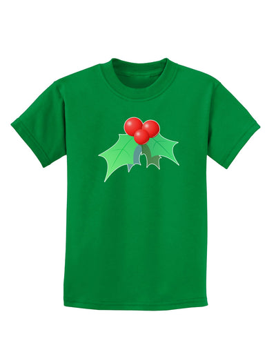 holly Christmas Design Childrens Dark T-Shirt-Childrens T-Shirt-TooLoud-Kelly-Green-X-Small-Davson Sales