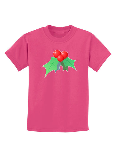 holly Christmas Design Childrens Dark T-Shirt-Childrens T-Shirt-TooLoud-Sangria-X-Small-Davson Sales