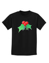 holly Christmas Design Childrens Dark T-Shirt-Childrens T-Shirt-TooLoud-Black-X-Small-Davson Sales