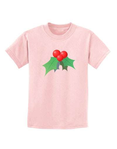 holly Christmas Design Childrens T-Shirt-Childrens T-Shirt-TooLoud-PalePink-X-Small-Davson Sales