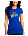 holly Christmas Design Juniors Crew Dark T-Shirt-T-Shirts Juniors Tops-TooLoud-Royal-Blue-Juniors Fitted Small-Davson Sales