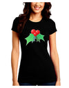 holly Christmas Design Juniors Crew Dark T-Shirt-T-Shirts Juniors Tops-TooLoud-Black-Juniors Fitted Small-Davson Sales